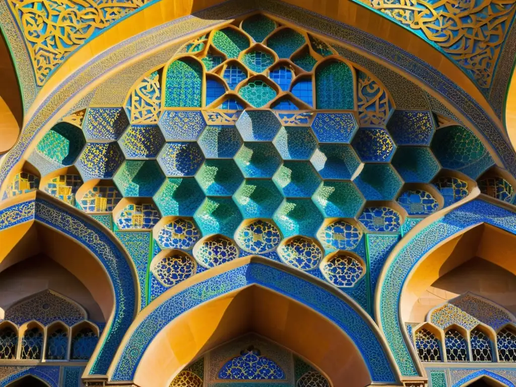 Detalle fotorealista de la influencia persa en arquitectura islámica en la mezquita Sheikh Lotfollah, Isfahán, Irán