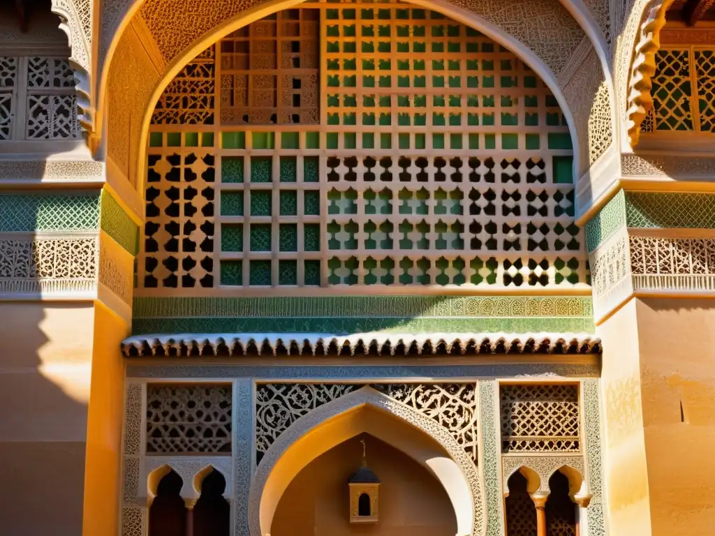 Detalle fotorealista de los patrones geométricos e arabescos en la Alhambra, Granada