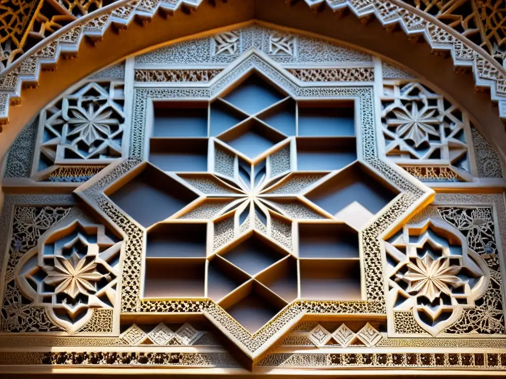 Detalle geométrico en la Alhambra, Granada, con influencia de las matemáticas andalusíes en el arte musulmán