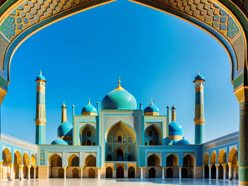 Detalle impresionante de la arquitectura islámica en Asia Central en el Registan Square, Samarcanda, con intrincados diseños y majestuosos arcos