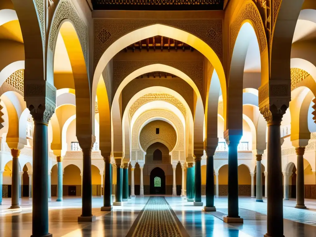 Detalle impresionante de la arquitectura islámica en la Gran Mezquita de Córdoba, resaltando la importancia del número áureo