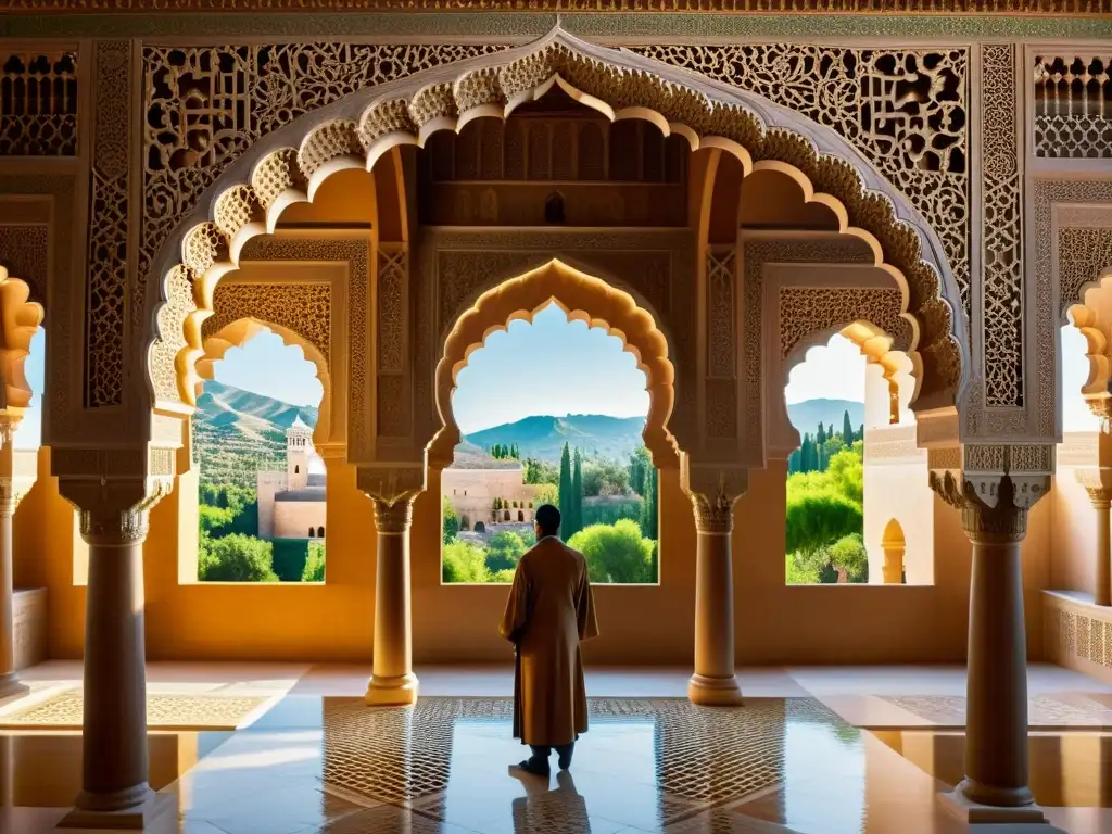 Detalle impresionante de la Alhambra en Granada, España, resaltando la arquitectura islámica