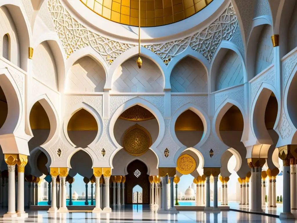 Detalle impresionante de la arquitectura de la Mezquita Sheikh Zayed en Abu Dabi