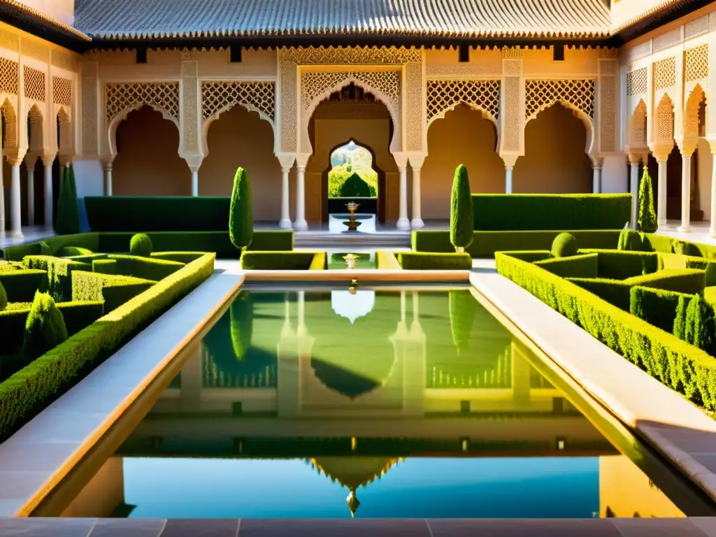 Detalle impresionante de la arquitectura musulmana en la Alhambra, Granada, simbolismo en la arquitectura musulmana