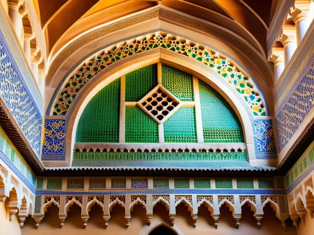 Detalle impresionante de azulejos en los Palacios Nazaríes de la Alhambra, Granada