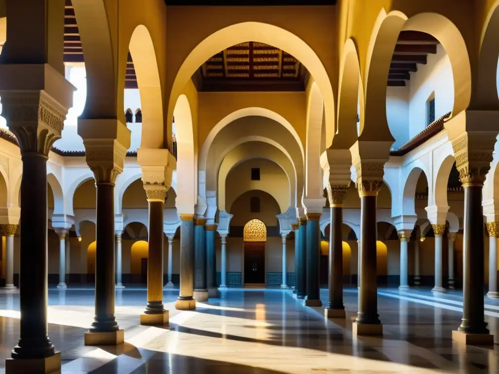 Detalle impresionante de la Gran Mezquita de Córdoba, mostrando la arquitectura islámica y la política religiosa en territorios islámicos