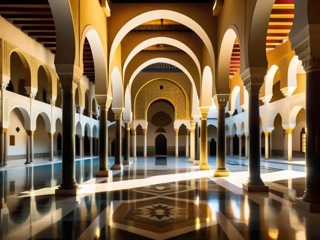 Detalle impresionante de la Gran Mezquita de Córdoba, reflejando la difusión del Islam a través de los califas