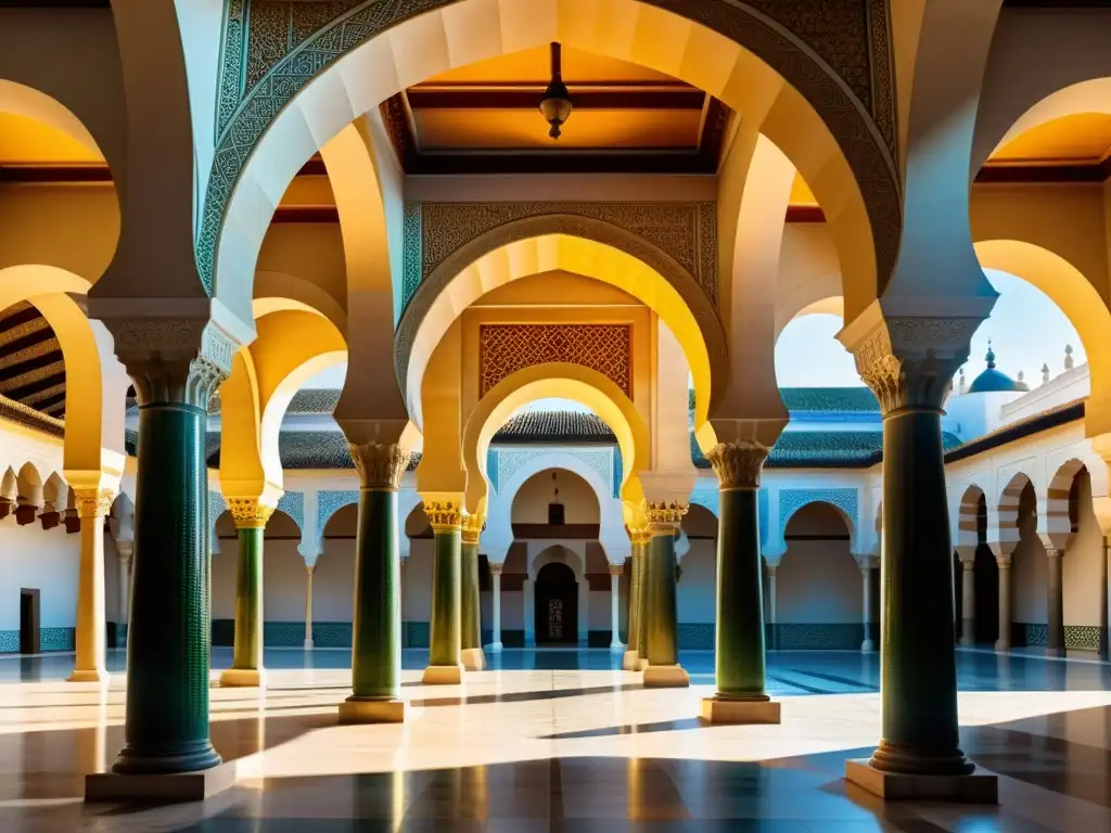 Detalle impresionante de la Gran Mezquita de Córdoba, reflejando la evolución del arte islámico bajo califatos