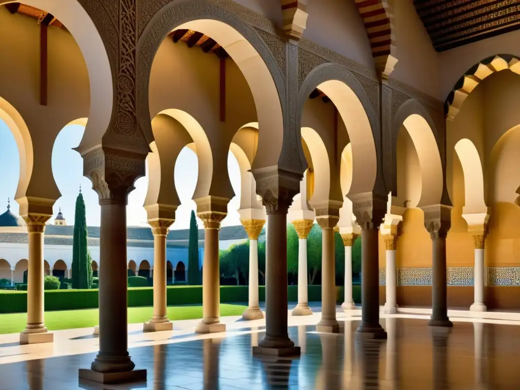 Detalle impresionante de la Mezquita de Córdoba, resaltando las raíces arqueras del mundo islámico y su legado cultural y arquitectónico