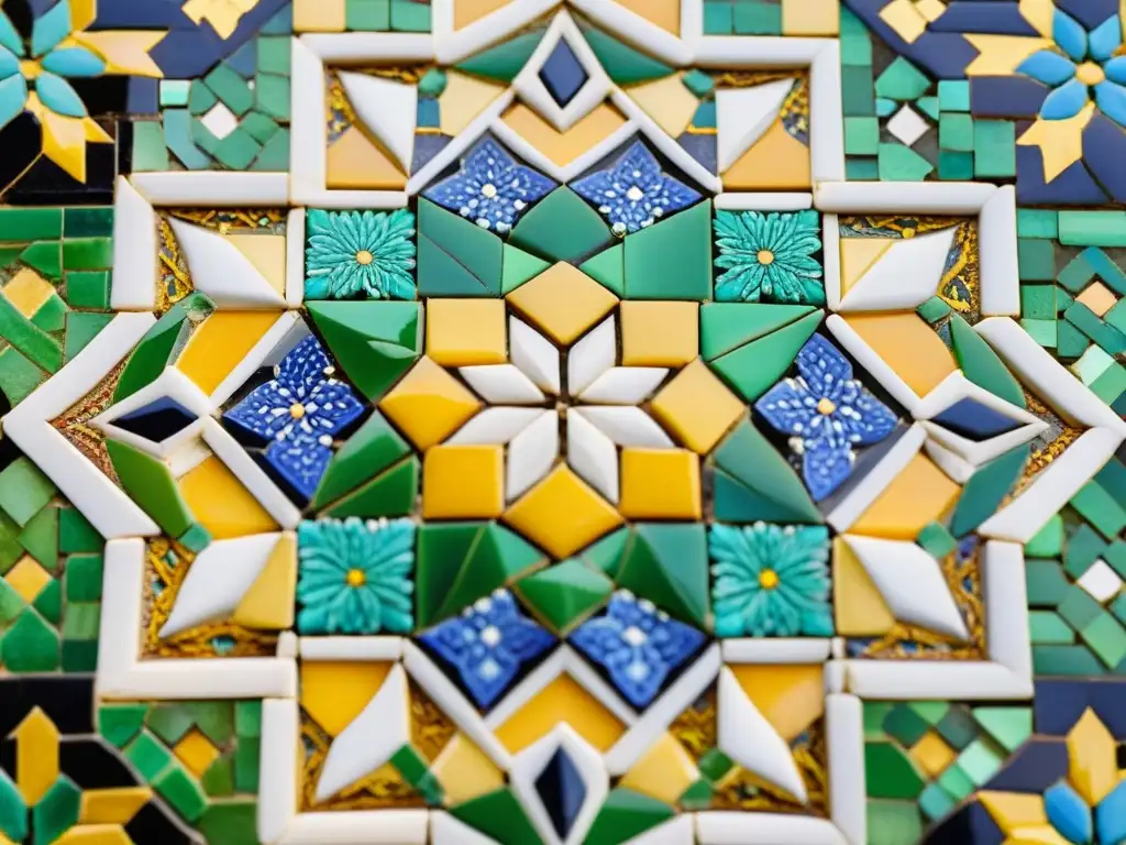 Detalle impresionante de un mosaico en la Alhambra, Granada