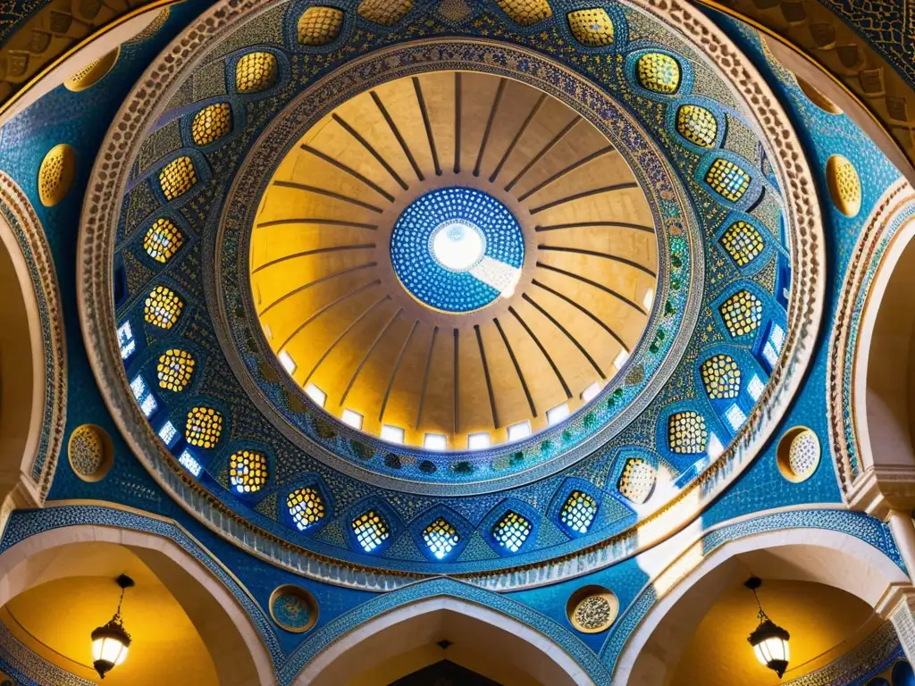 Detalle impresionante de los mosaicos y arquitectura en el Dome of the Rock en Jerusalén, reflejando el arte islámico y el financiamiento