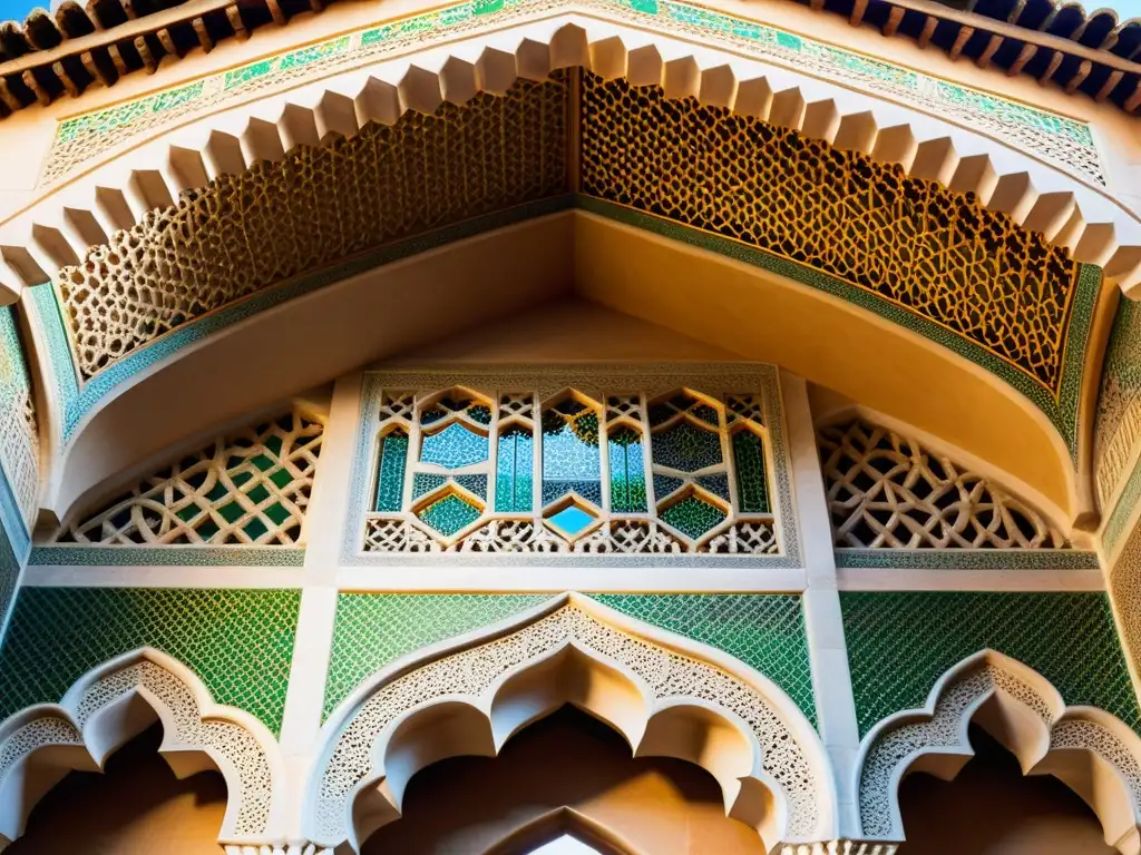 Detalle impresionante de los patrones geométricos y azulejos de la Alhambra, Granada