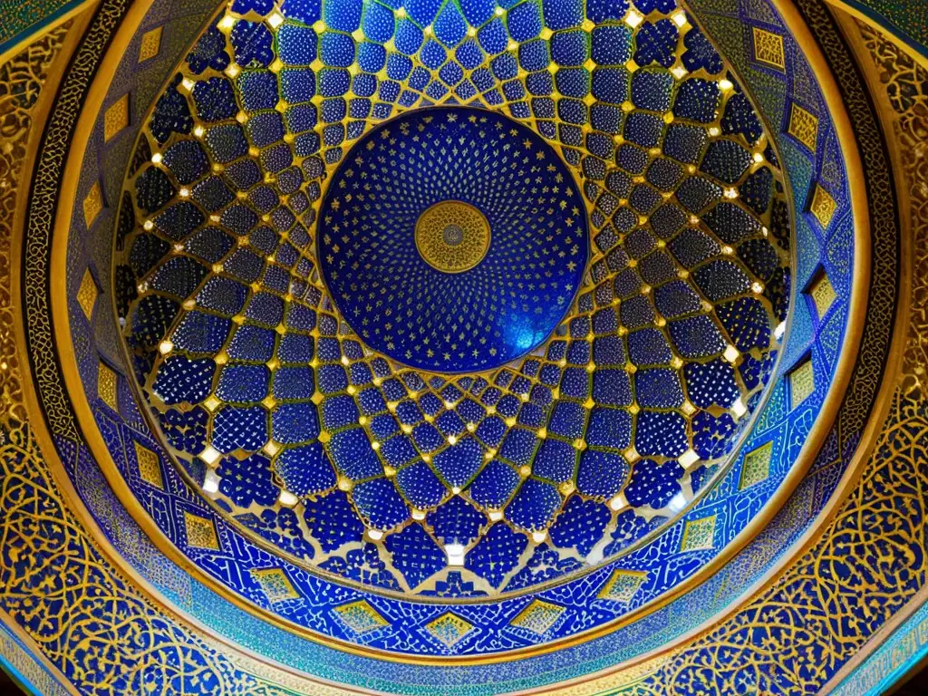 Detalle impresionante del techo de la mezquita Sheikh Lotfollah en Isfahán, Irán