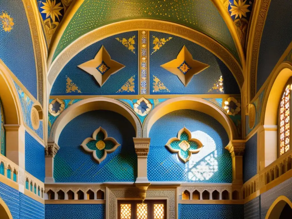 Detalle de los impresionantes mosaicos y patrones geométricos en la Cappella Palatina, Sicilia, fusionando raíces islámicas y arquitectura italiana