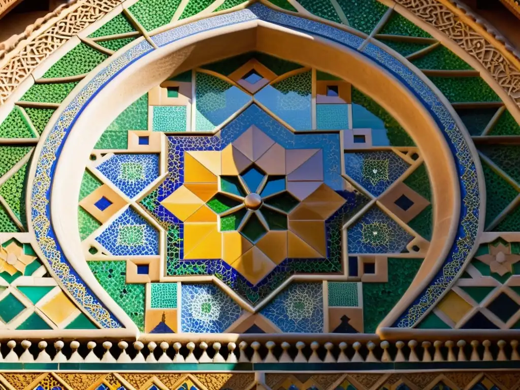 Detalle de un majestuoso mosaico en la Alhambra, con influencia islámica en arte europeo