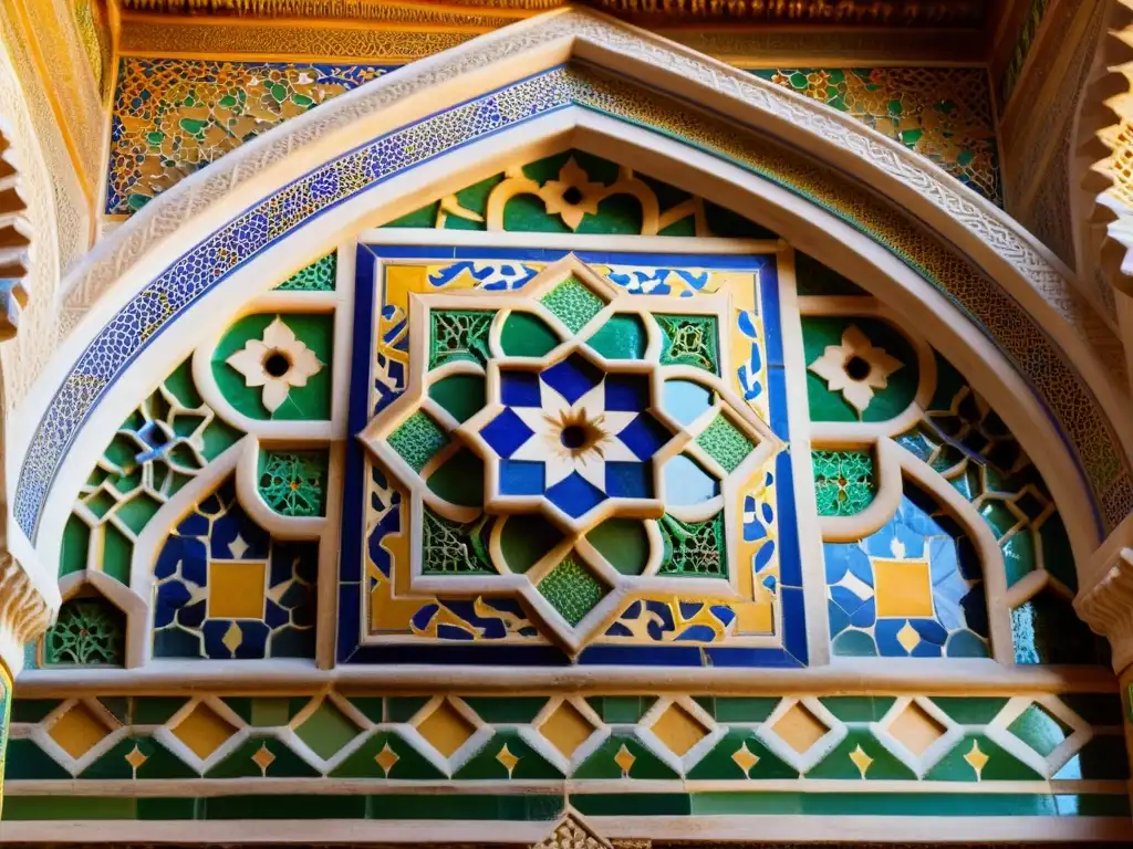 Detalle de las maravillas de la arquitectura islámica en los Palacios Nazaríes de la Alhambra, Granada