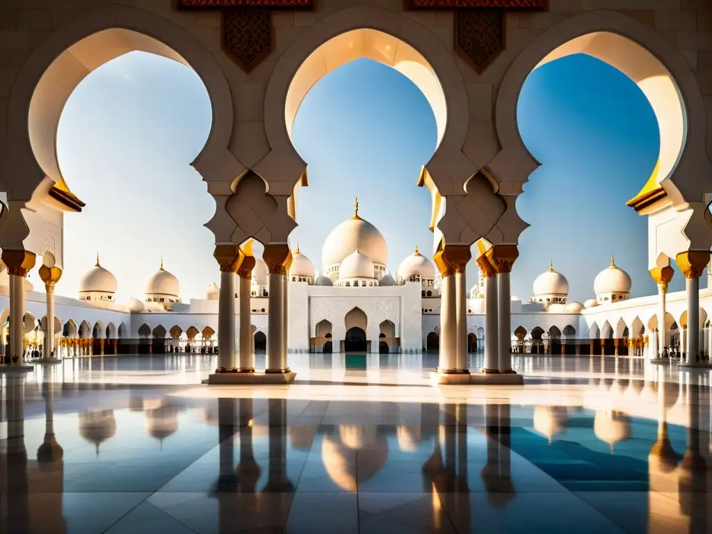 Detalle de la evolución arquitectura mezquitas islámicas en la impresionante Sheikh Zayed Grand Mosque de Abu Dhabi