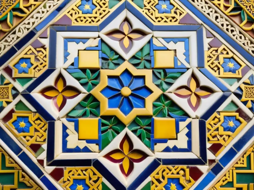 Detalle de mosaico artístico en la Alhambra, Granada