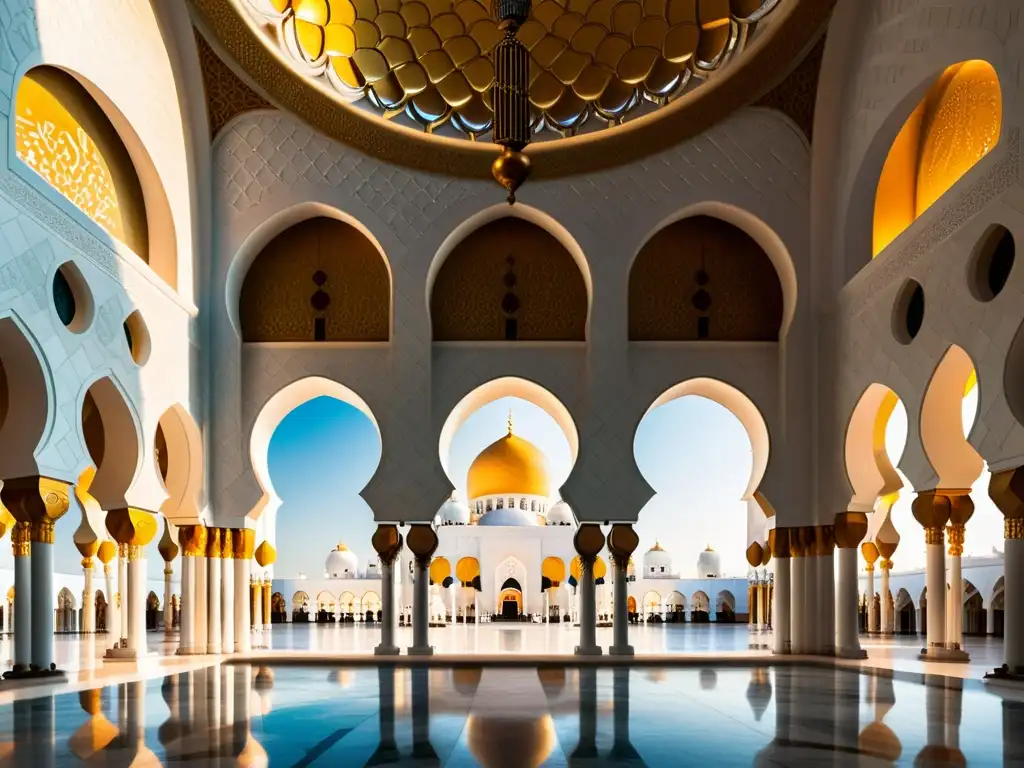 Detalle de simetría y patrones en el arte islámico en la mezquita Sheikh Zayed en Abu Dhabi