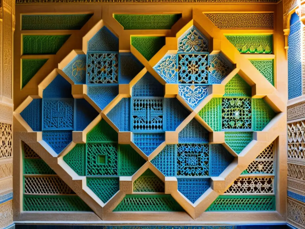 Detalle de los patrones geométricos islámicos en la Alhambra, Granada