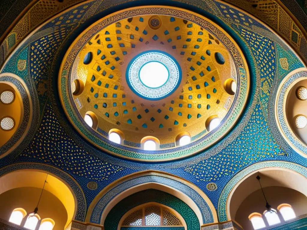 Detalle realista de las prácticas místicas en el Islam temprano en el interior de la Cúpula de la Roca en Jerusalén