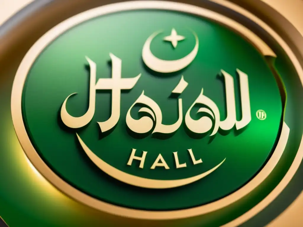 Detalle de sello de verificación procedencia alimentos halal en envase de producto