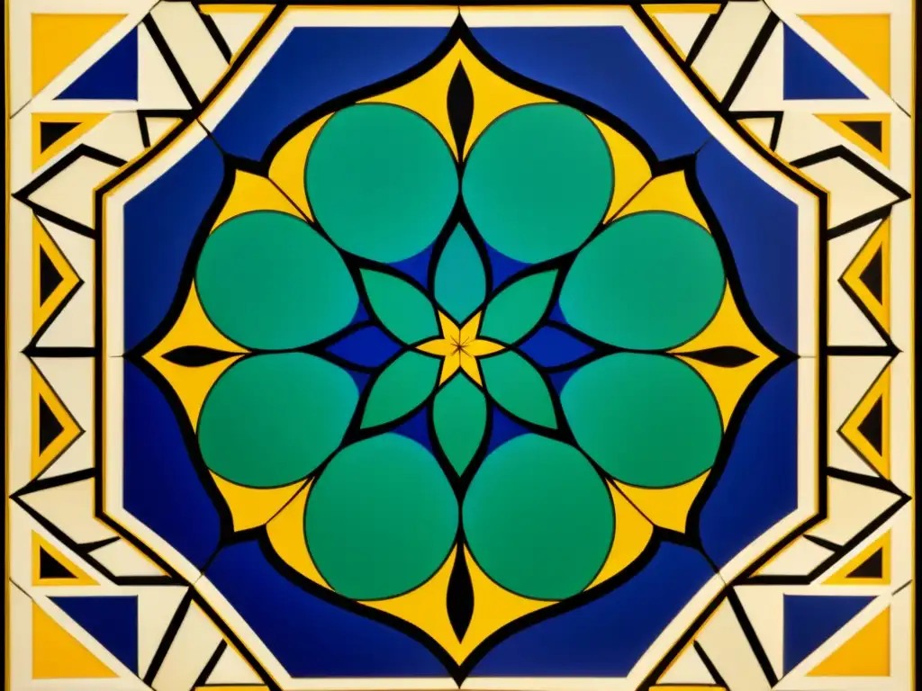 Patrón geométrico 'girih' islámico: detalle y armonía Detalle vibrante de diseño de baldosas 'girih' en arquitectura islámica, capturando la esencia de las matemáticas sufíes espirituales islámicas