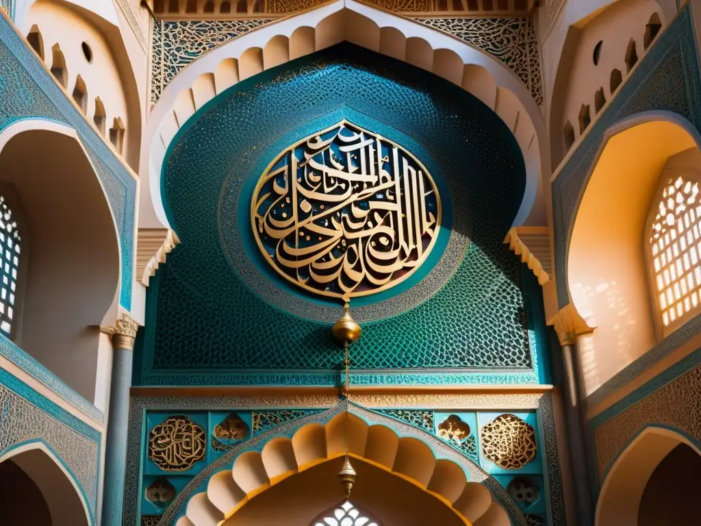 Detalle vibrante de simbolismo arquitectura en mezquita islámica