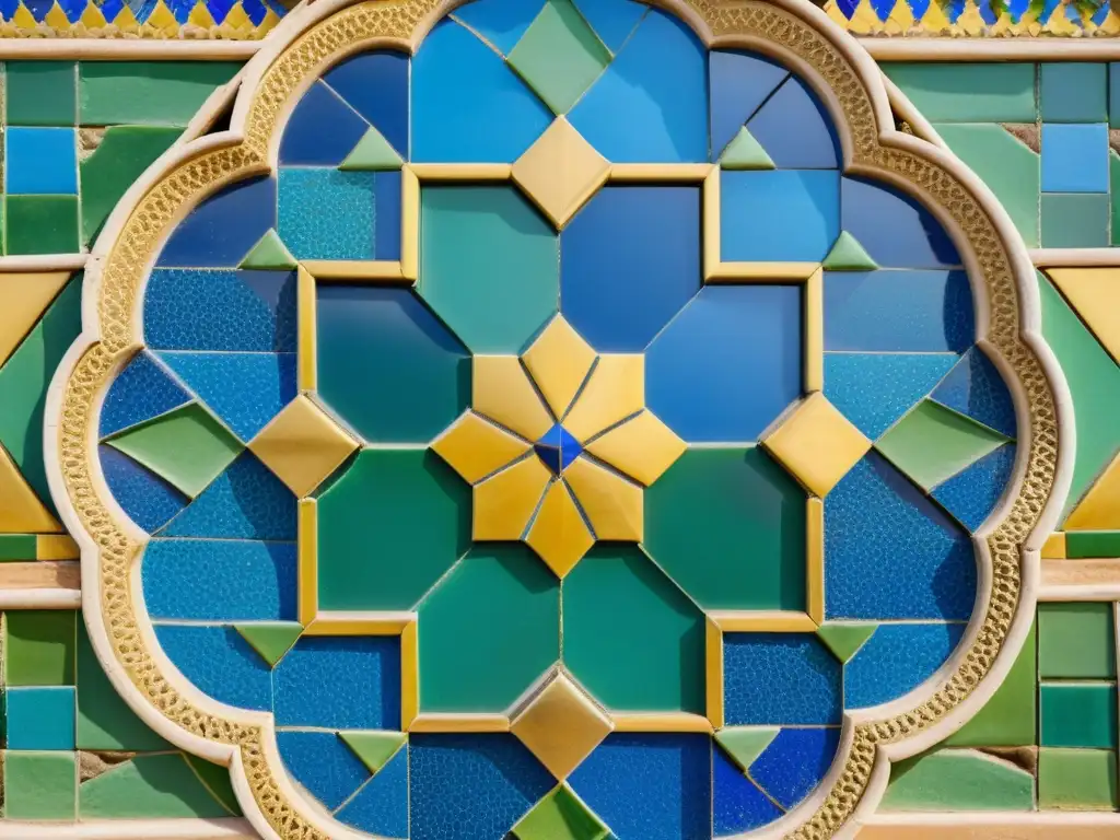 Un detalle de los vibrantes mosaicos en un palacio marroquí, resaltando la artesanía y la belleza de la arquitectura palaciega