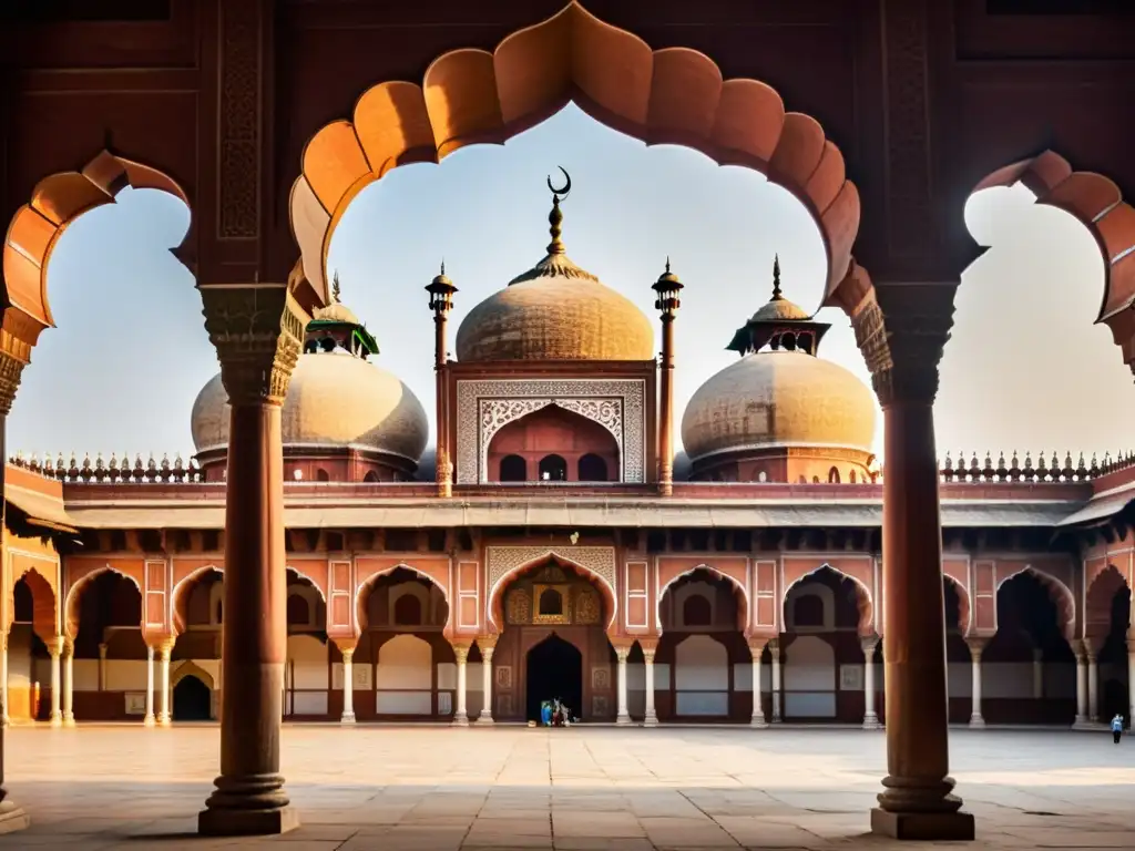 Detalles arquitectónicos impresionantes de la Jama Masjid en Delhi, India