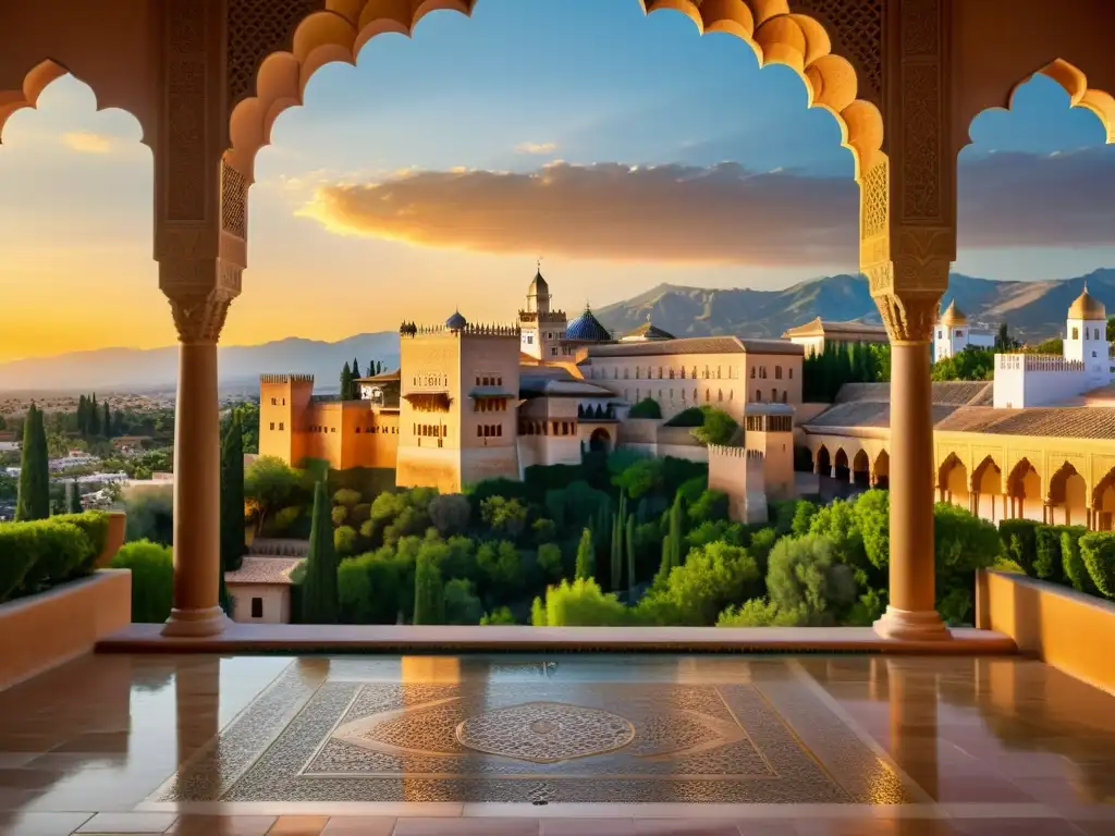 Detalles asombrosos de la Alhambra al atardecer, aportaciones educativas España musulmana