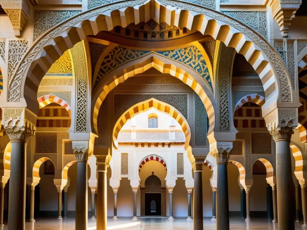 Detalles estéticos de la Gran Mezquita de Córdoba, reflejo de la belleza simétrica e historia del mundo islámico