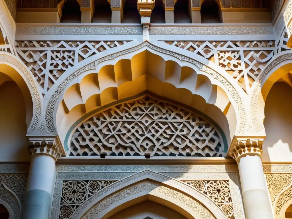 Detalles geométricos y arabescos en la Gran Mezquita de Córdoba, joyas arquitectónicas herencia islámica