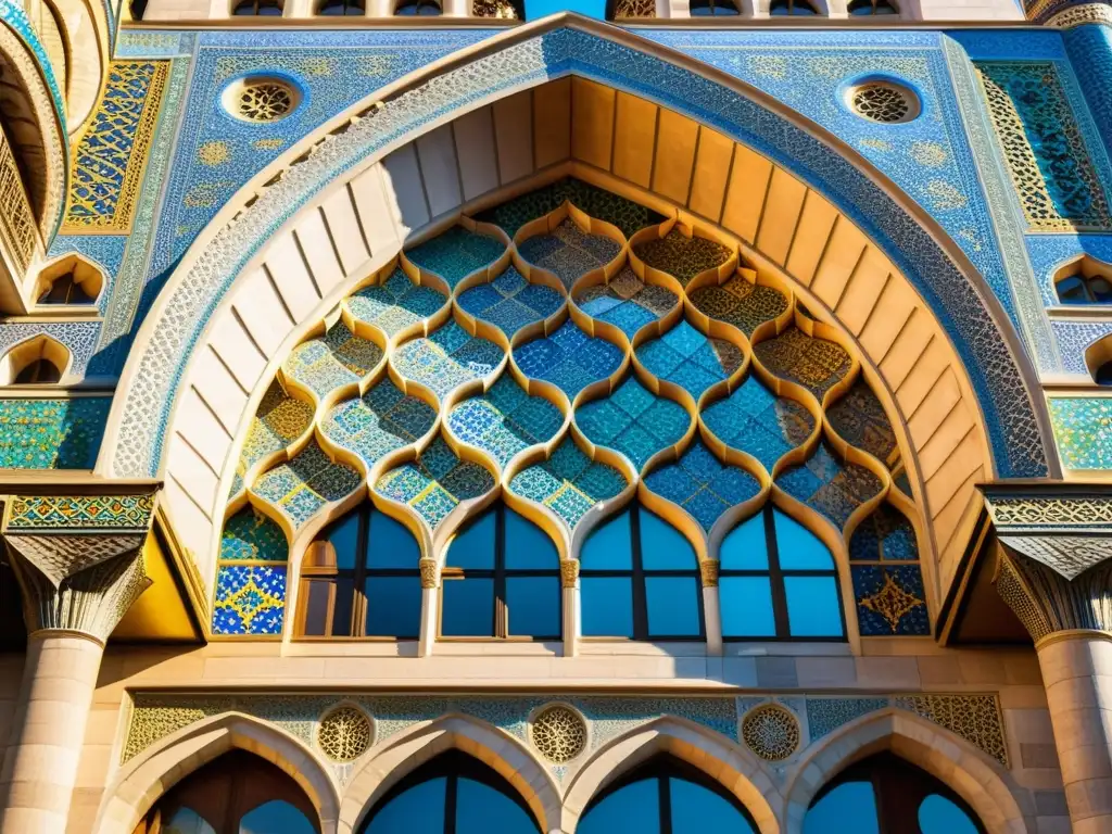 Detalles geométricos y azulejos coloridos de la icónica Mezquita Azul en Estambul