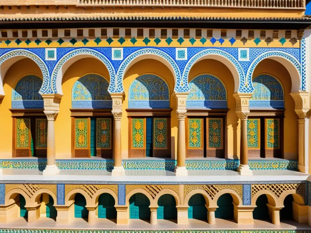 Detalles geométricos y azulejos coloridos de la Mezquita de Córdoba, reflejando la influencia islámica en la arquitectura colonial latinoamericana