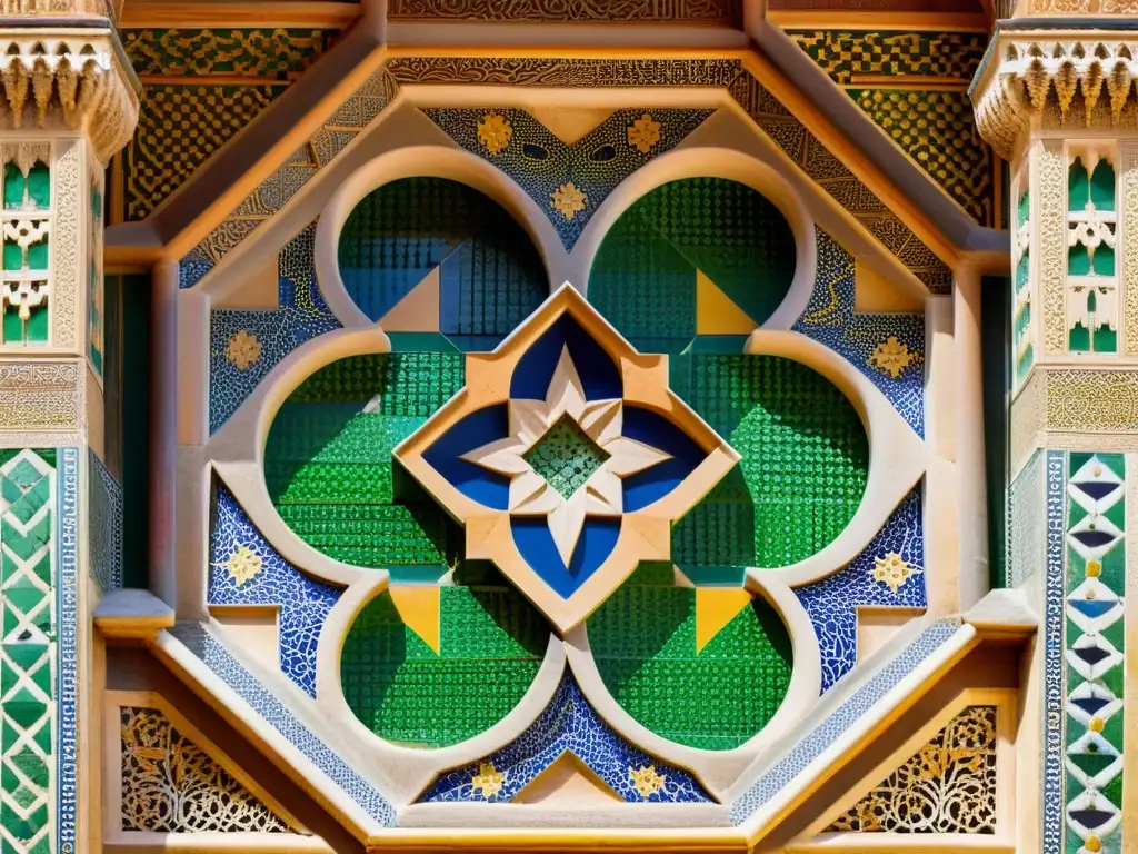 Detalles geométricos y coloridos en la Alhambra, reflejando el florecimiento matemático y artístico del Islam