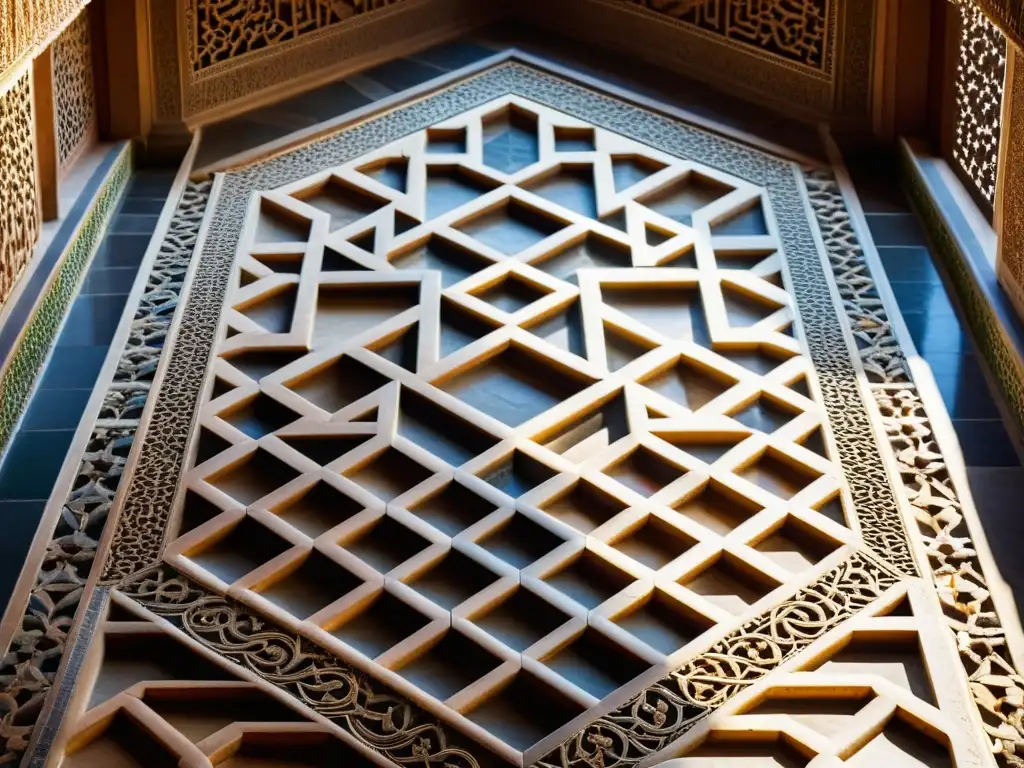 Detalles geométricos y diseños de la Alhambra en Granada, España, muestran la destreza matemática e artística del mundo islámico