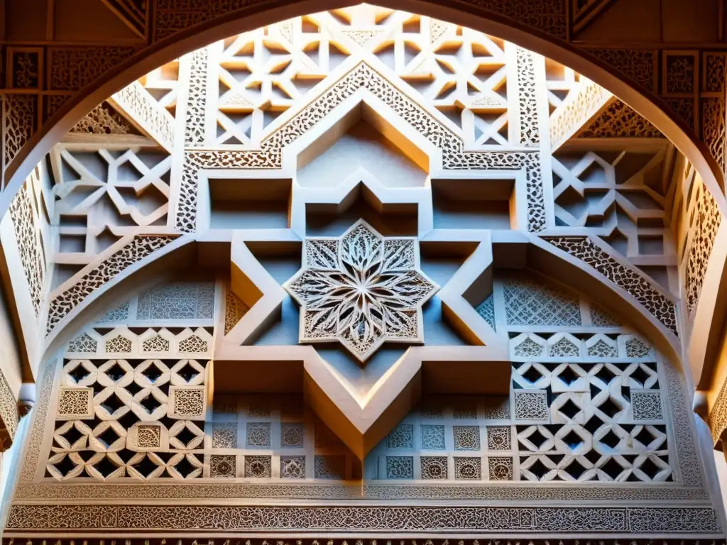 Detalles geométricos islámicos en la Alhambra de Granada, España