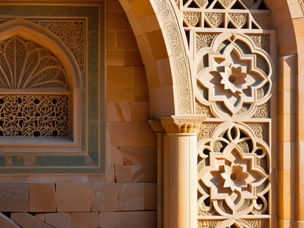 Detalles de mármol en el Palacio Ishak Pasha, iluminados por el sol de la tarde