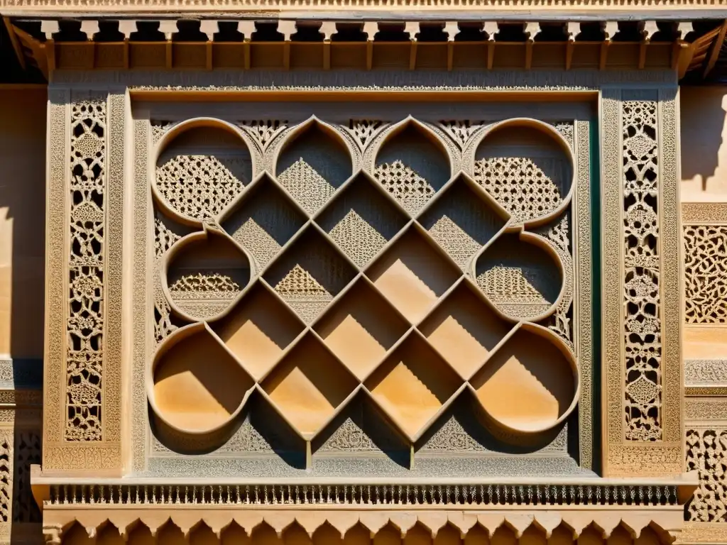 Detalles precisos y juego de luces en las paredes de la Alhambra, destacando la importancia del número áureo en la arquitectura islámica