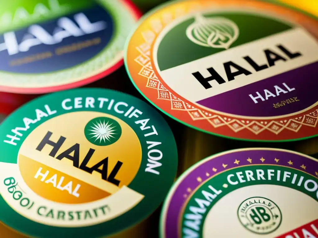 Detalles vibrantes de etiquetas de alimentos con certificación Halal