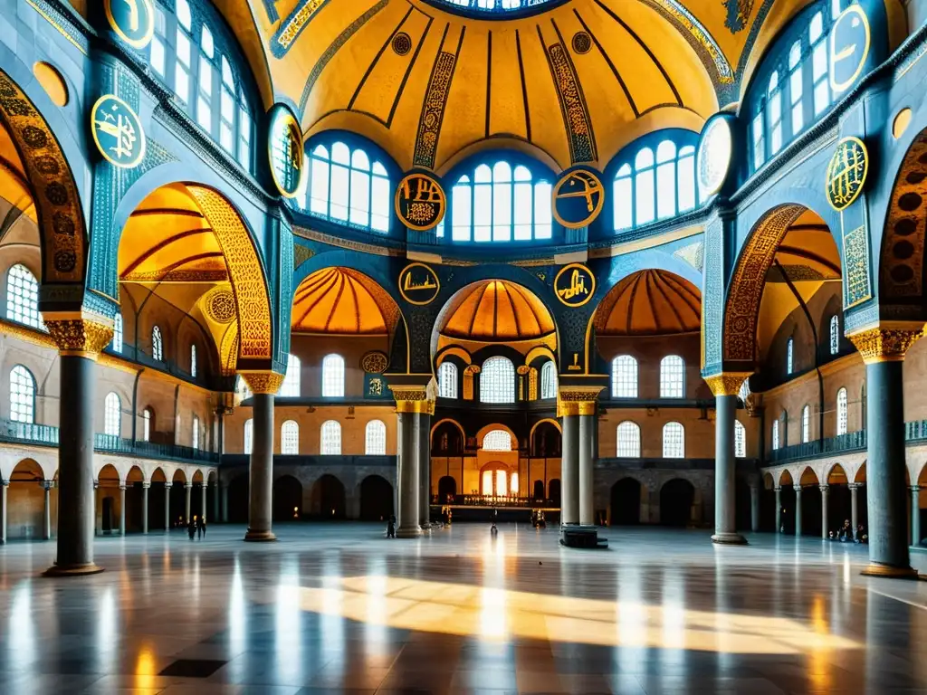 Espléndida arquitectura islámica: cúpulas y bóvedas de la majestuosa Hagia Sophia en Estambul, Turquía