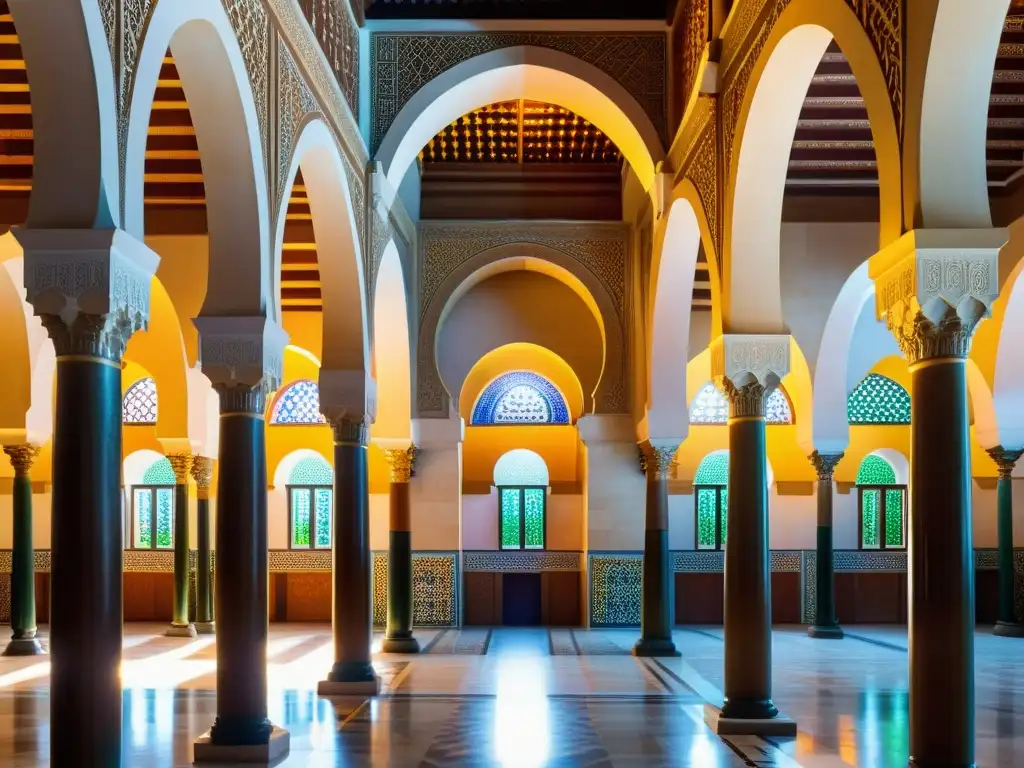 Espléndida imagen realista de la Gran Mezquita de Córdoba, con su arquitectura árabe y patrones geométricos