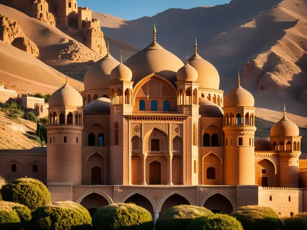 Espléndido palacio Ishak Pasha con arquitectura turca fusión cultural, destacando su grandiosidad en el paisaje montañoso y jardines vibrantes