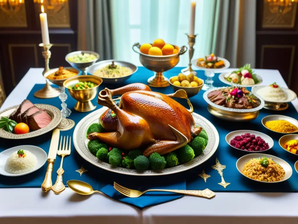 Exquisita mesa imperial con platos opulentos en un palacio del Islam