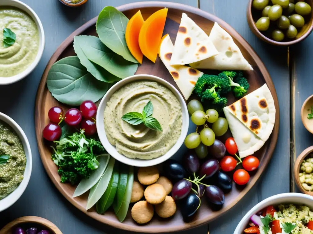 Una exquisita selección de platos tradicionales del Mezze en Oriente Medio, resplandeciendo en una presentación apetitosa y acogedora