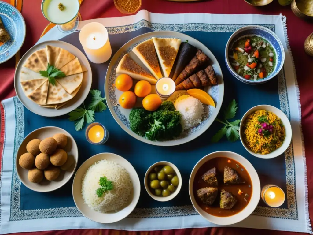 Una festín tradicional iraní con una variedad de platos coloridos y exquisitos