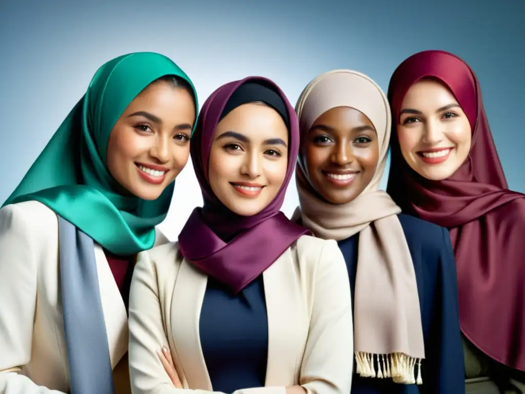 Grupo diverso con moda halal para el guardarropa, luciendo elegancia y respeto en sus atuendos