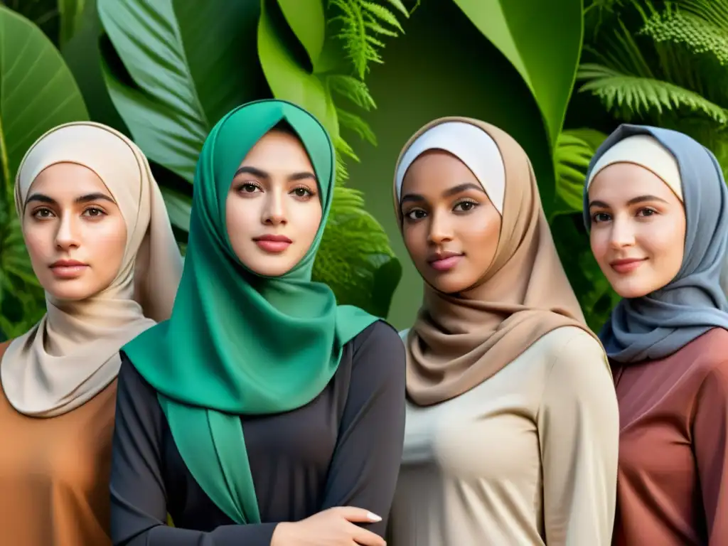 Un grupo diverso de mujeres musulmanas con diferentes estilos de hijab, discutiendo con confianza