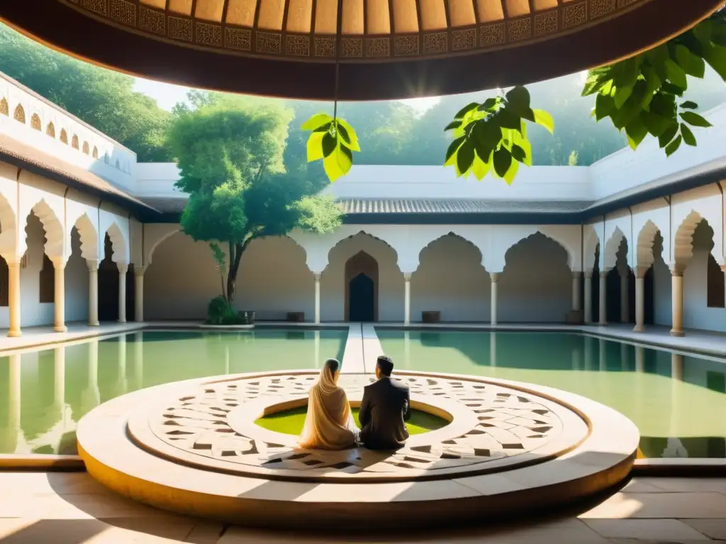 Un grupo diverso participa en una terapia mental al aire libre en una antigua mezquita